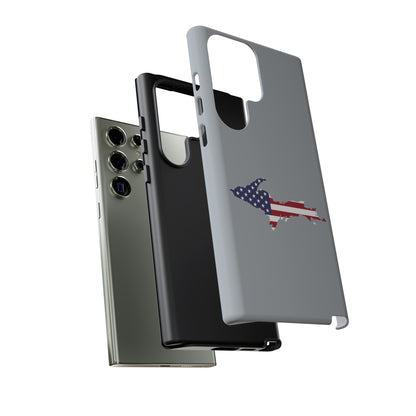 Michigan Upper Peninsula Tough Phone Case (Silver w/ UP USA Flag Outline) | Samsung & Pixel Android