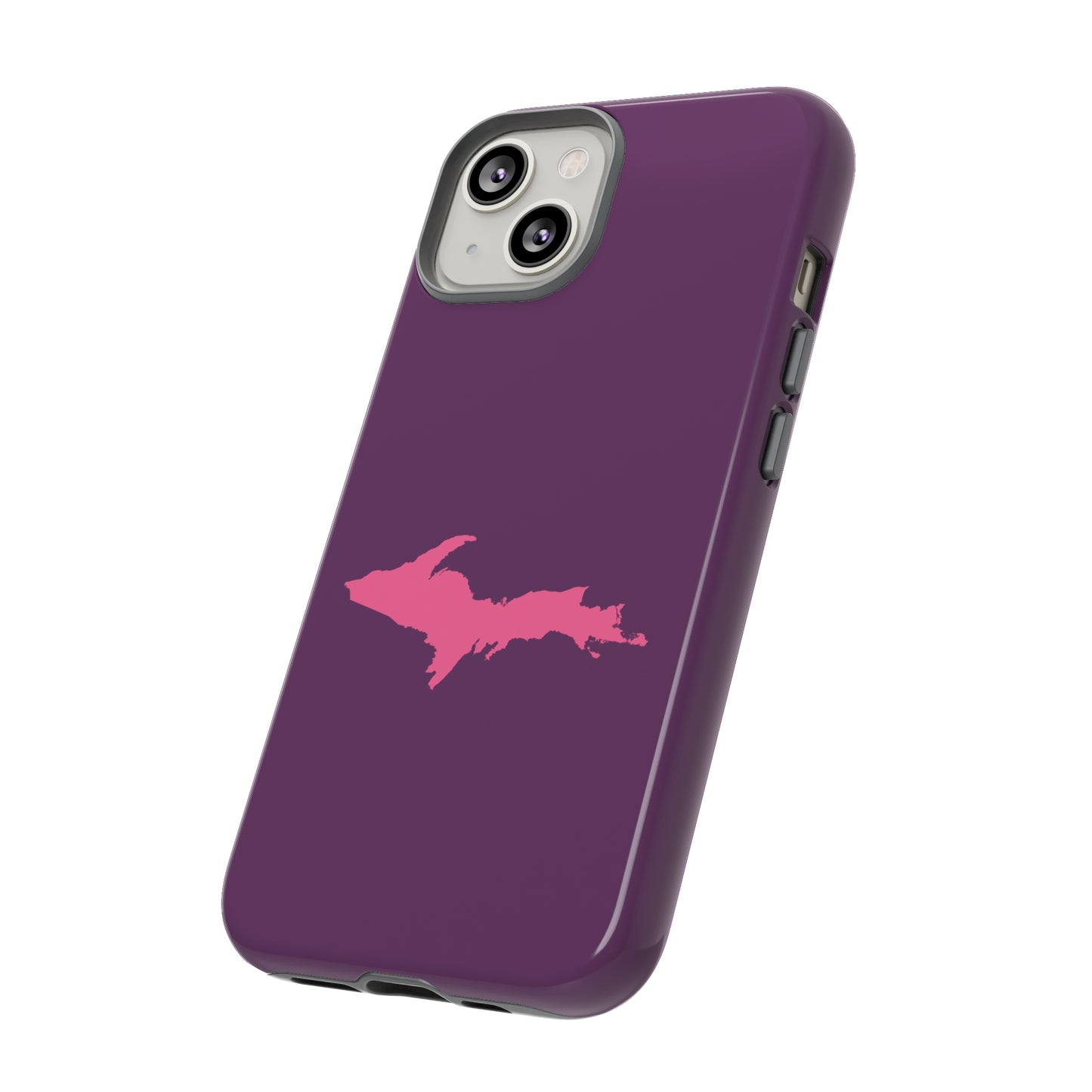 Michigan Upper Peninsula Tough Phone Case (Plum w/ Pink UP Outline) | Apple iPhone