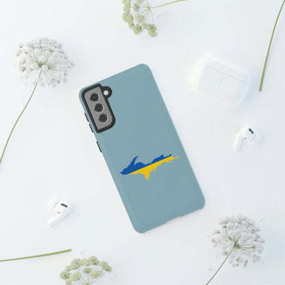 Michigan Upper Peninsula Tough Phone Case (Opal Blue w/ UP Ukraine Flag Outline) | Samsung & Pixel Android