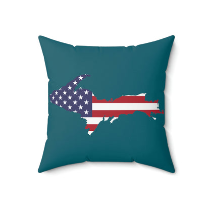 Michigan Upper Peninsula Accent Pillow (w/ UP USA Flag Outline) | Auburn Hills Blue