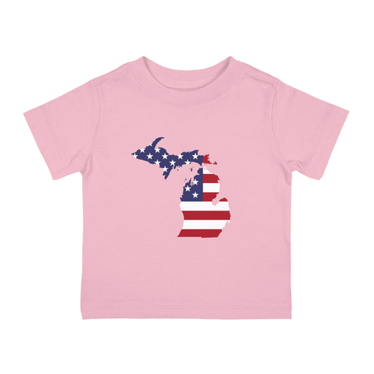 Michigan Infant T-Shirt (w/ MI USA Flag Outline) | Short Sleeve