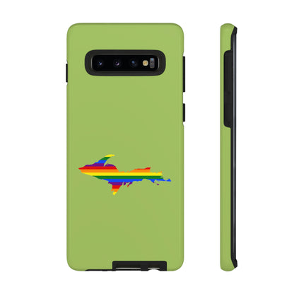 Michigan Upper Peninsula Tough Phone Case (Gooseberry Green w/ UP Pride Flag Outline) | Samsung & Pixel Android