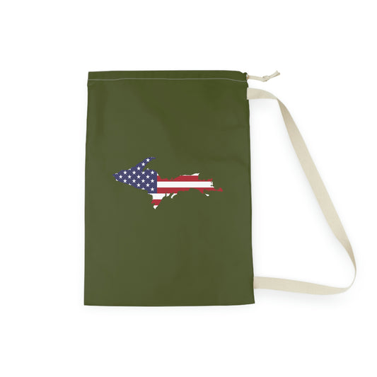 Michigan Upper Peninsula Laundry Bag (Army Green w/ UP USA Flag Outline)