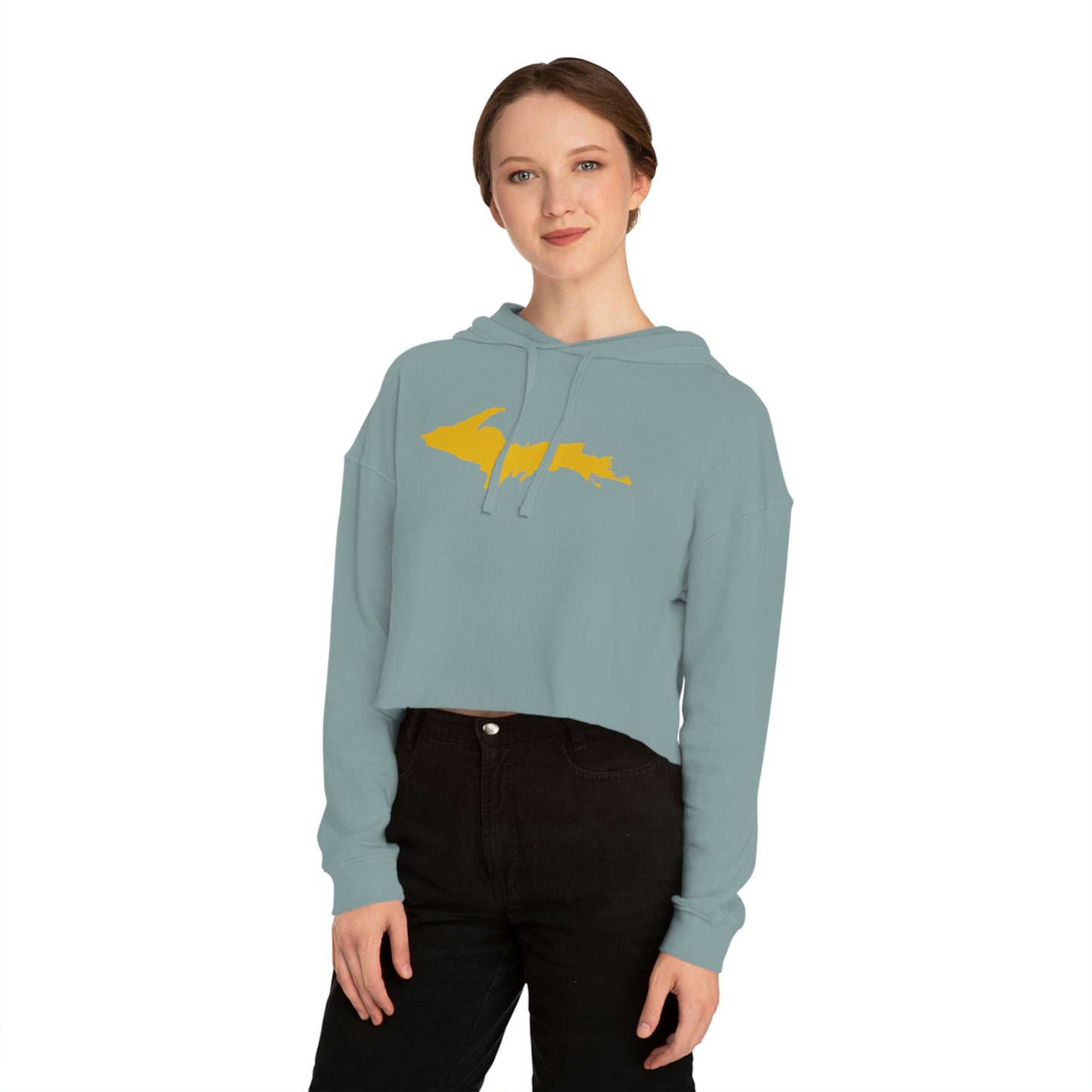 Michigan Upper Peninsula Hoodie (w/ Gold UP Outline) | Lightweight Cropped