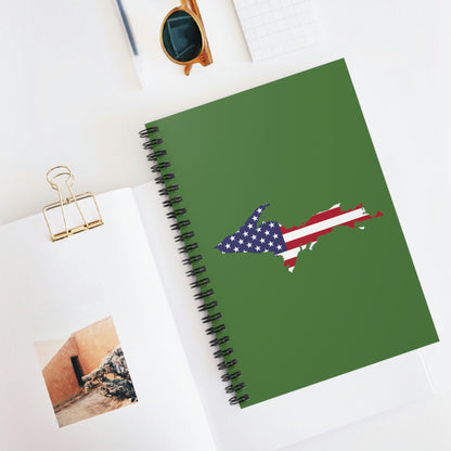 Michigan Upper Peninsula Spiral Notebook (w/ UP USA Flag Outline) | Pine Green