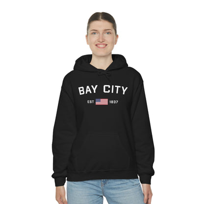 'Bay City EST 1837' Hoodie (w/USA Flag Outline) | Unisex Standard