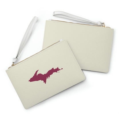 Michigan Upper Peninsula Clutch Bag (Ivory Color w/ Ruby UP Outline)