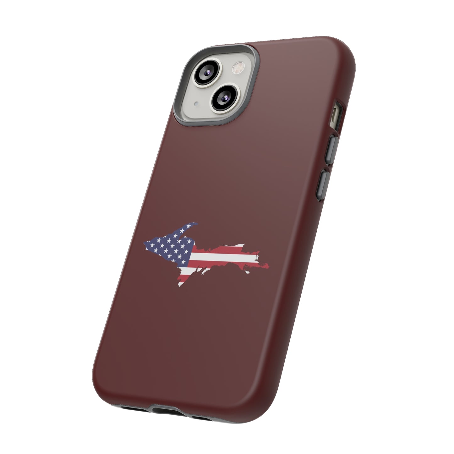 Michigan Upper Peninsula Tough Phone Case (Cherrywood Color w/ UP USA Outline) | Apple iPhone