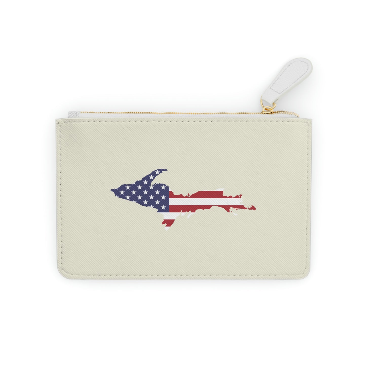 Michigan Upper Peninsula Mini Clutch Bag (Ivory Color w/ UP USA Flag Outline)