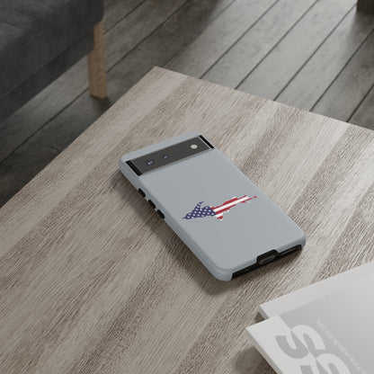 Michigan Upper Peninsula Tough Phone Case (Silver w/ UP USA Flag Outline) | Samsung & Pixel Android