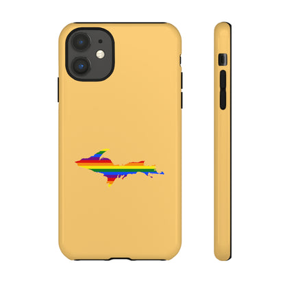 Michigan Upper Peninsula Tough Phone Case (Citrine w/ UP Pride Flag Outline) | Apple iPhone