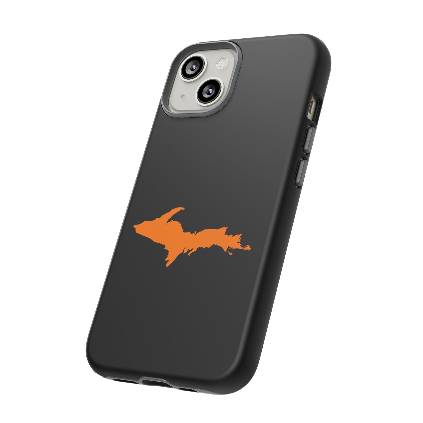 Michigan Upper Peninsula Tough Phone Case (Black w/ Orange UP Outline) | Apple iPhone