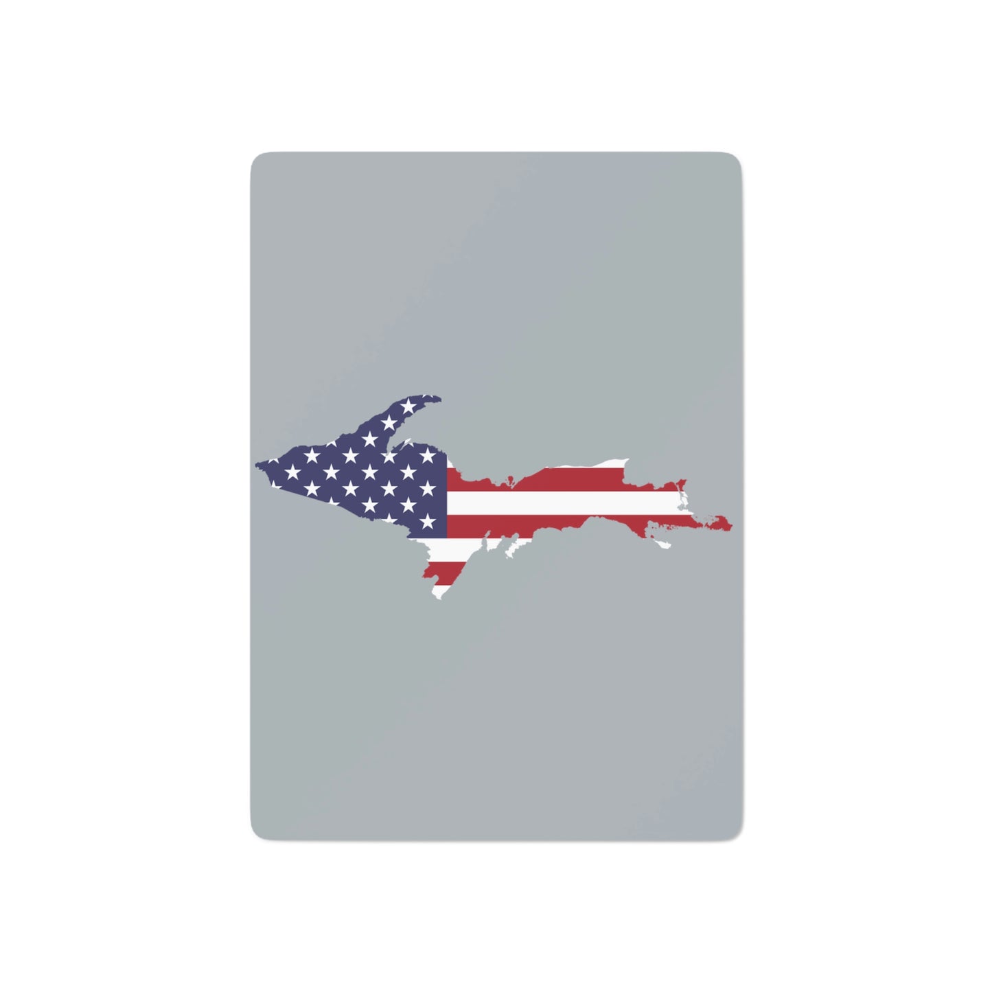 Michigan Upper Peninsula Poker Cards (Silver w/ UP USA Flag Outline)