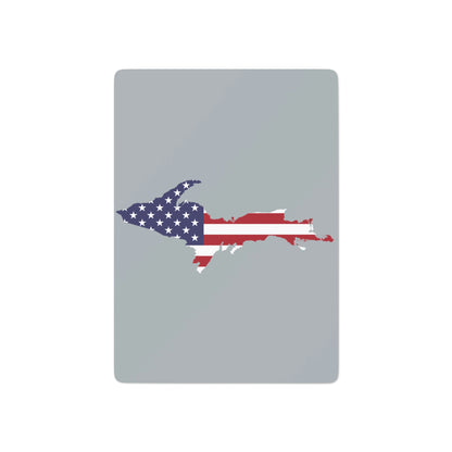 Michigan Upper Peninsula Poker Cards (Silver w/ UP USA Flag Outline)