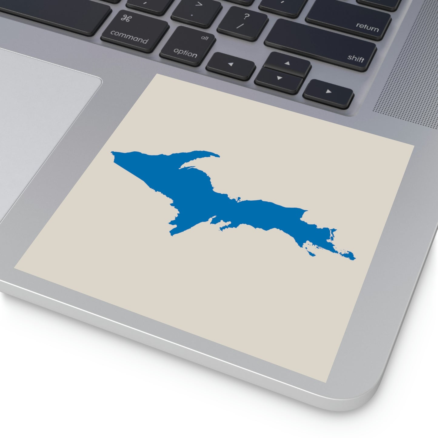 Michigan Upper Peninsula Square Sticker (Canvas Color w/ Azure UP Outline) | Indoor/Outdoor