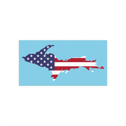 Michigan Upper Peninsula Bumper Stickers (w/ UP USA Flag Outline) | Sky Blue Background