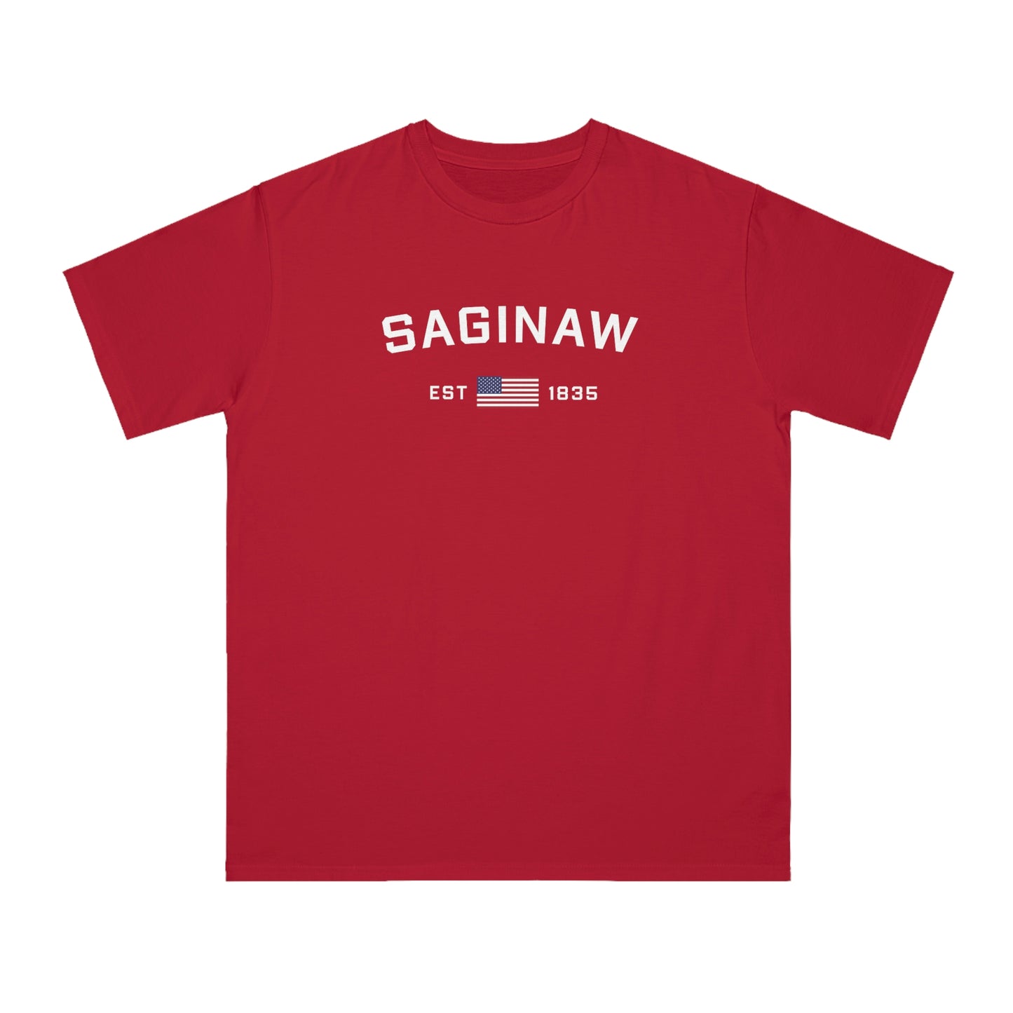 'Saginaw EST 1835' T-Shirt (w/ USA Flag | Organic Unisex