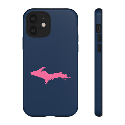 Michigan Upper Peninsula Tough Phone Case (Navy w/ Pink UP Outline) | Apple iPhone