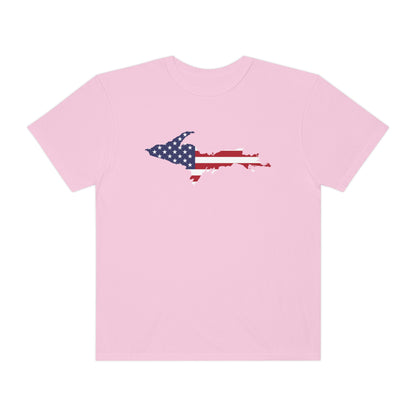 Michigan Upper Peninsula T-Shirt (w/ UP USA Flag Outline) | Unisex Garment-Dyed