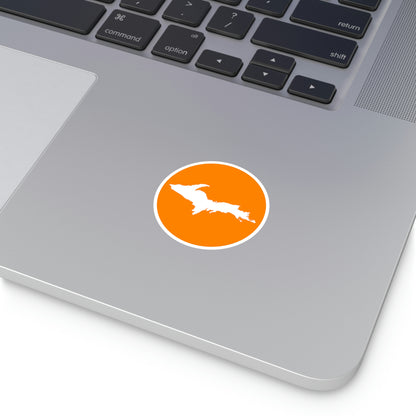 Michigan Upper Peninsula Round Stickers (Orange w/ UP Outline) | Indoor\Outdoor