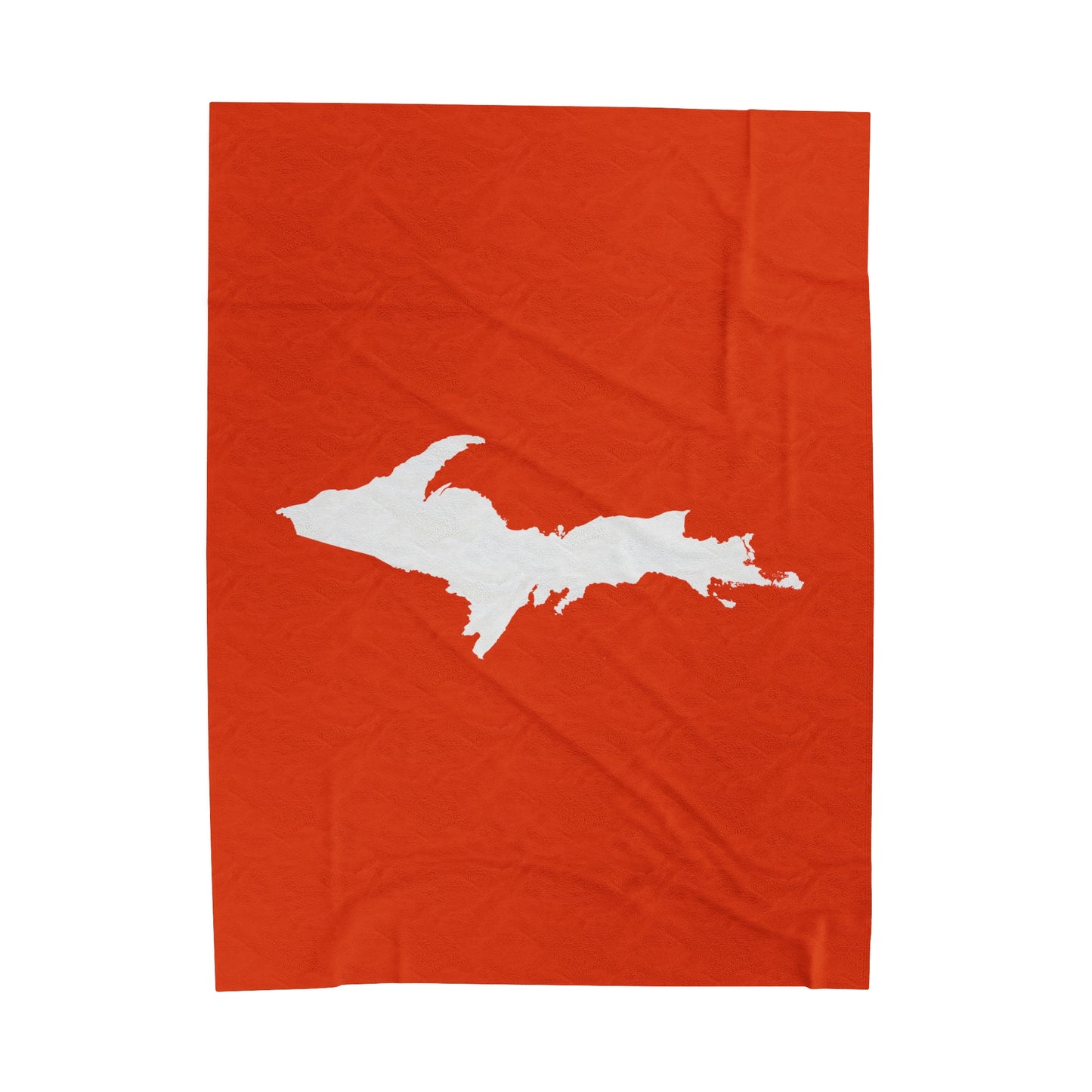 Michigan Upper Peninsula Plush Blanket (w/ UP Outline) | Maple Leaf Orange