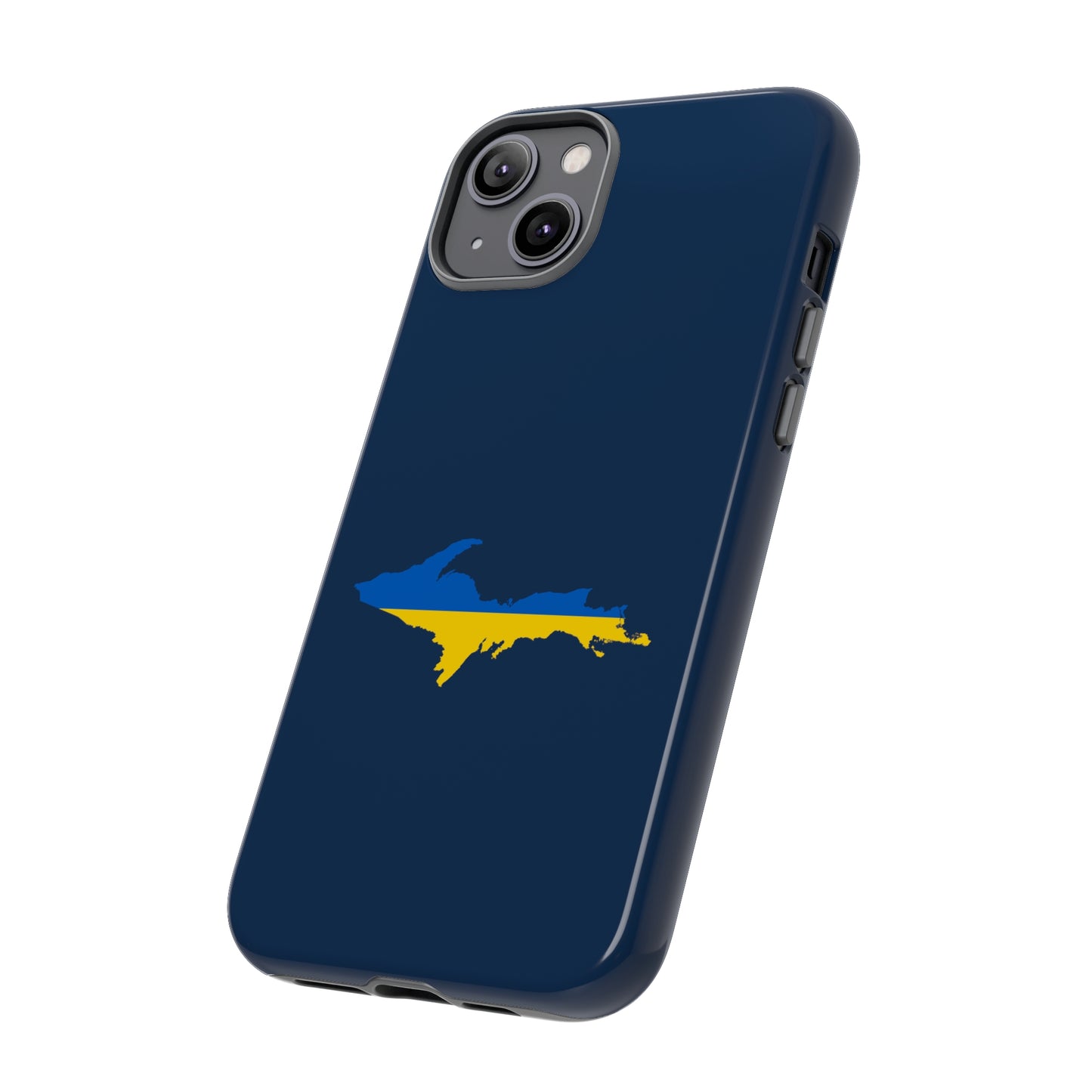 Michigan Upper Peninsula Tough Phone Case (Navy w/ UP Ukraine Flag Outline) | Apple iPhone