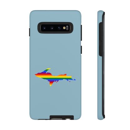 Michigan Upper Peninsula Tough Phone Case (Opal Blue w/ UP Pride Flag Outline) | Samsung & Pixel Android