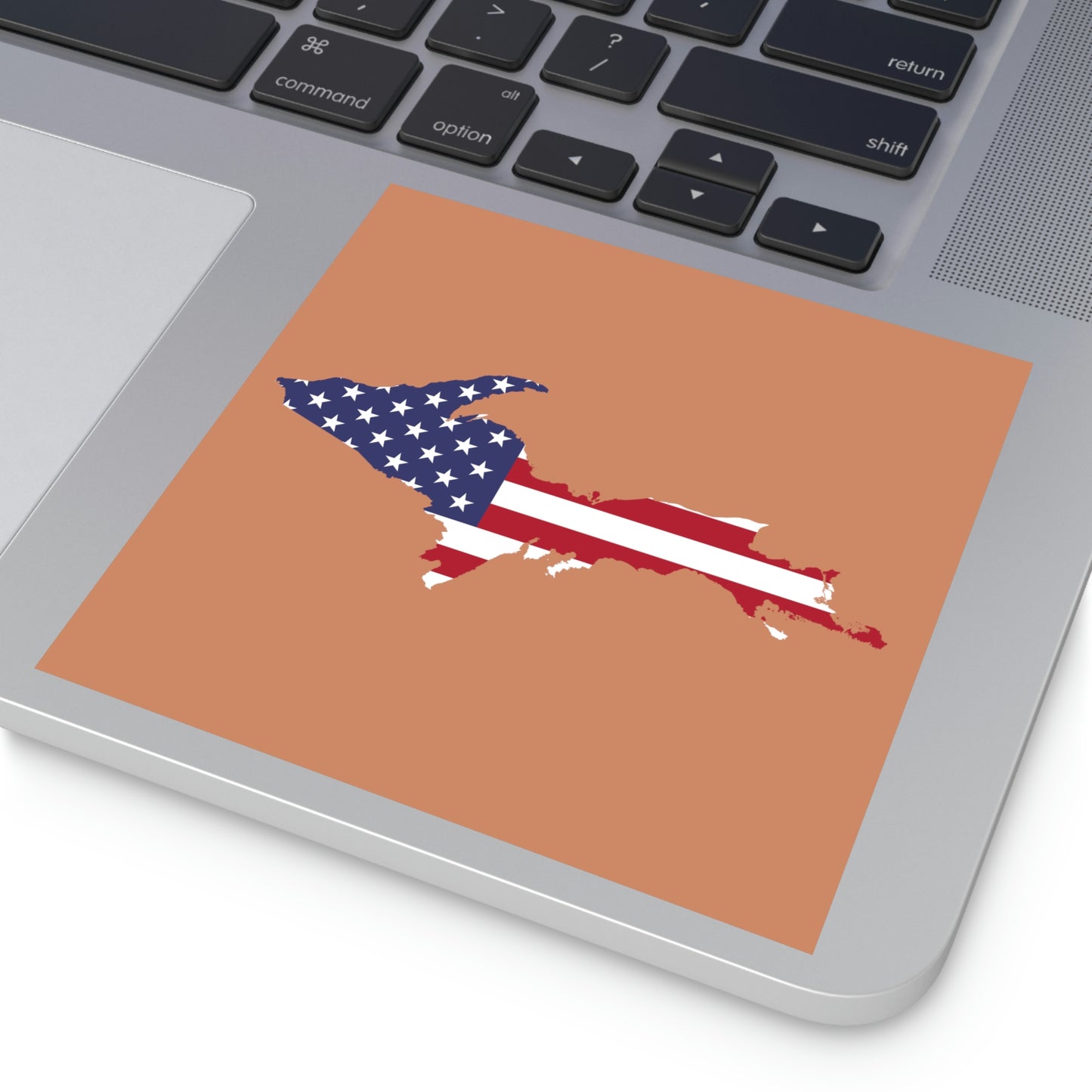 Michigan Upper Peninsula Square Sticker (Copper w/ UP USA Flag Outline) | Indoor/Outdoor