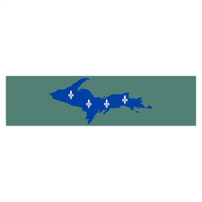 Michigan Upper Peninsula Bumper Stickers (w/ UP Quebec Flag Outline) | Copper Green Background