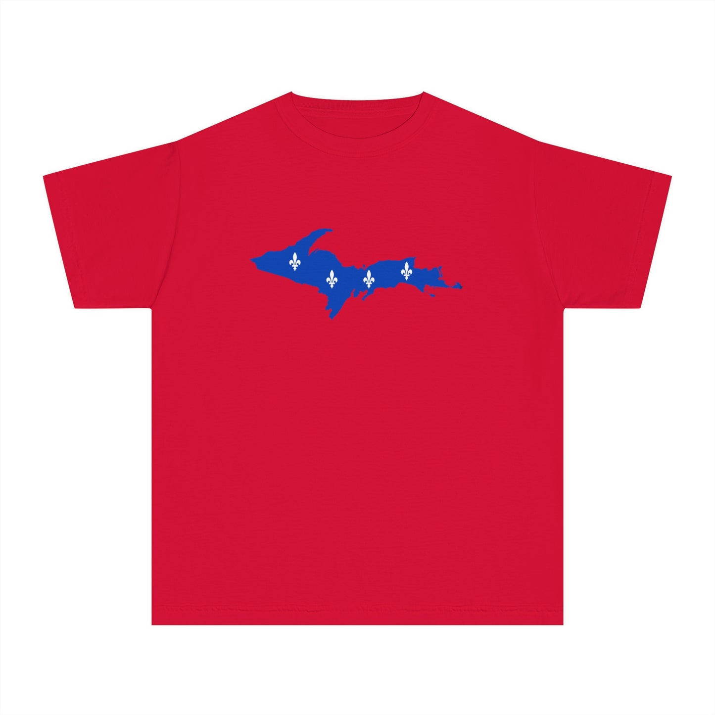 Michigan Upper Peninsula T-Shirt (w/ UP Quebec Flag Outline) | Youth Garment-Dyed