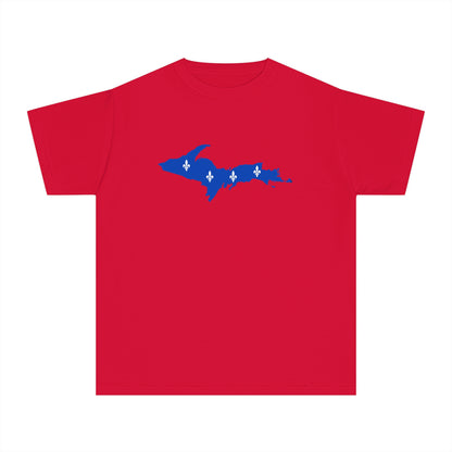 Michigan Upper Peninsula T-Shirt (w/ UP Quebec Flag Outline) | Youth Garment-Dyed