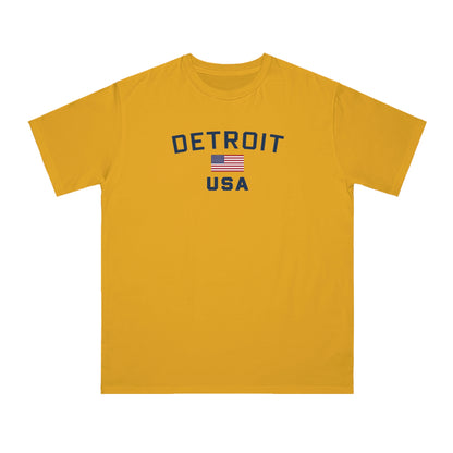 'Detroit USA' T-Shirt (w/ USA Flag) | Organic Unisex