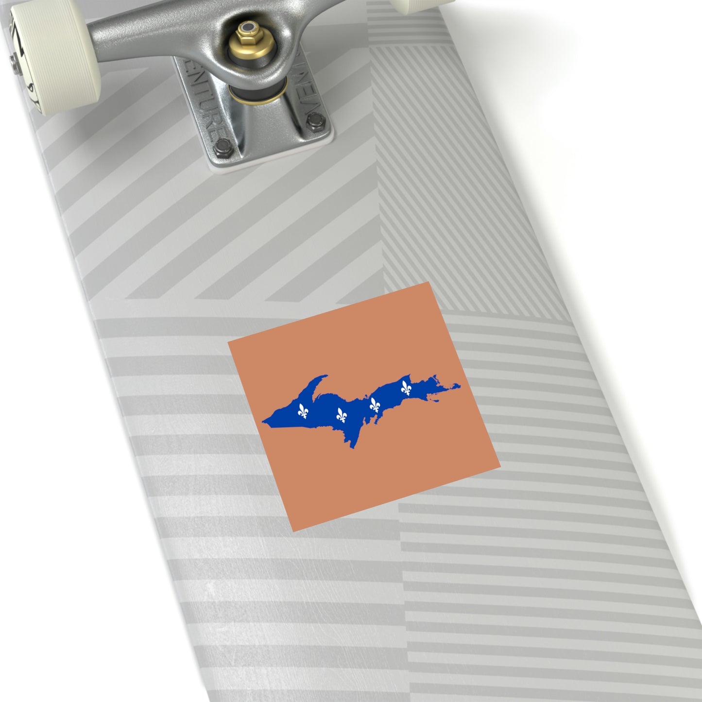 Michigan Upper Peninsula Square Sticker (Copper Color w/ UP Quebec Flag Outline) | Indoor/Outdoor