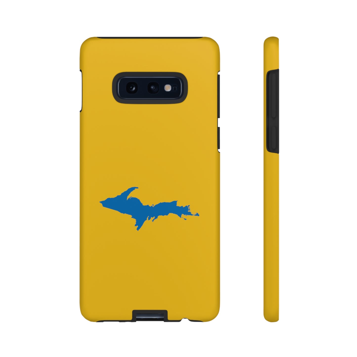 Michigan Upper Peninsula Tough Phone Case (Gold w/ Azure UP Outline) | Samsung & Pixel Android