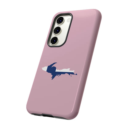 Michigan Upper Peninsula Tough Phone Case (Pink w/ UP Finland Flag Outline) | Samsung & Pixel Android