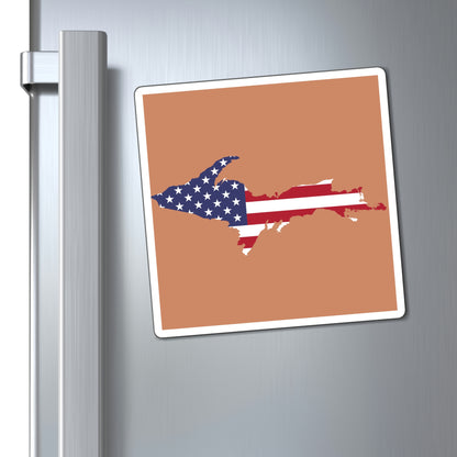 Michigan Upper Peninsula Square Magnet (Copper Color w/ UP USA Flag Outline)