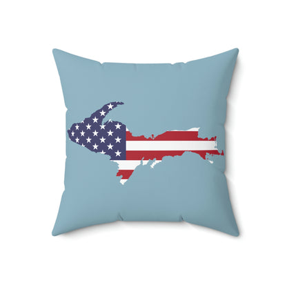 Michigan Upper Peninsula Accent Pillow (w/ UP USA Flag Outline) | Opal Blue