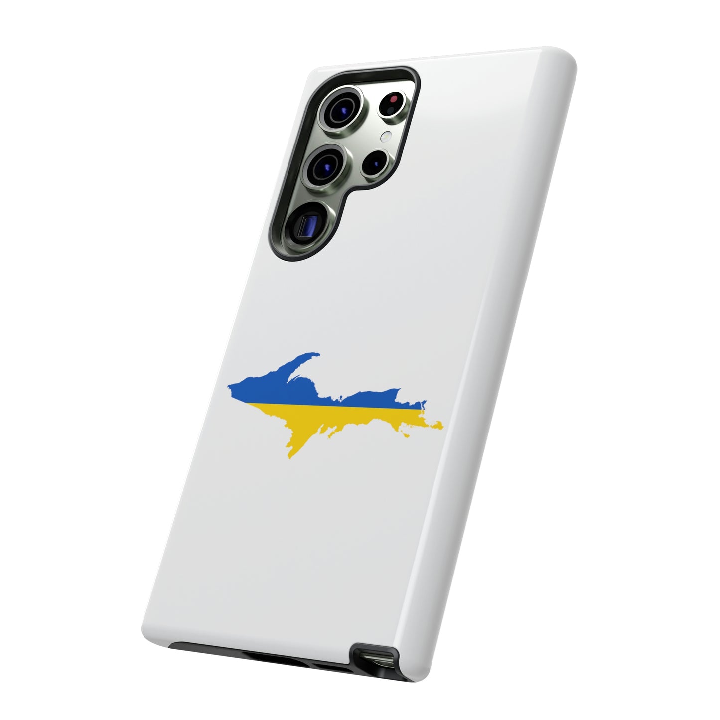 Michigan Upper Peninsula Tough Phone Case (w/ UP Ukraine Flag Outline) | Samsung & Pixel Android