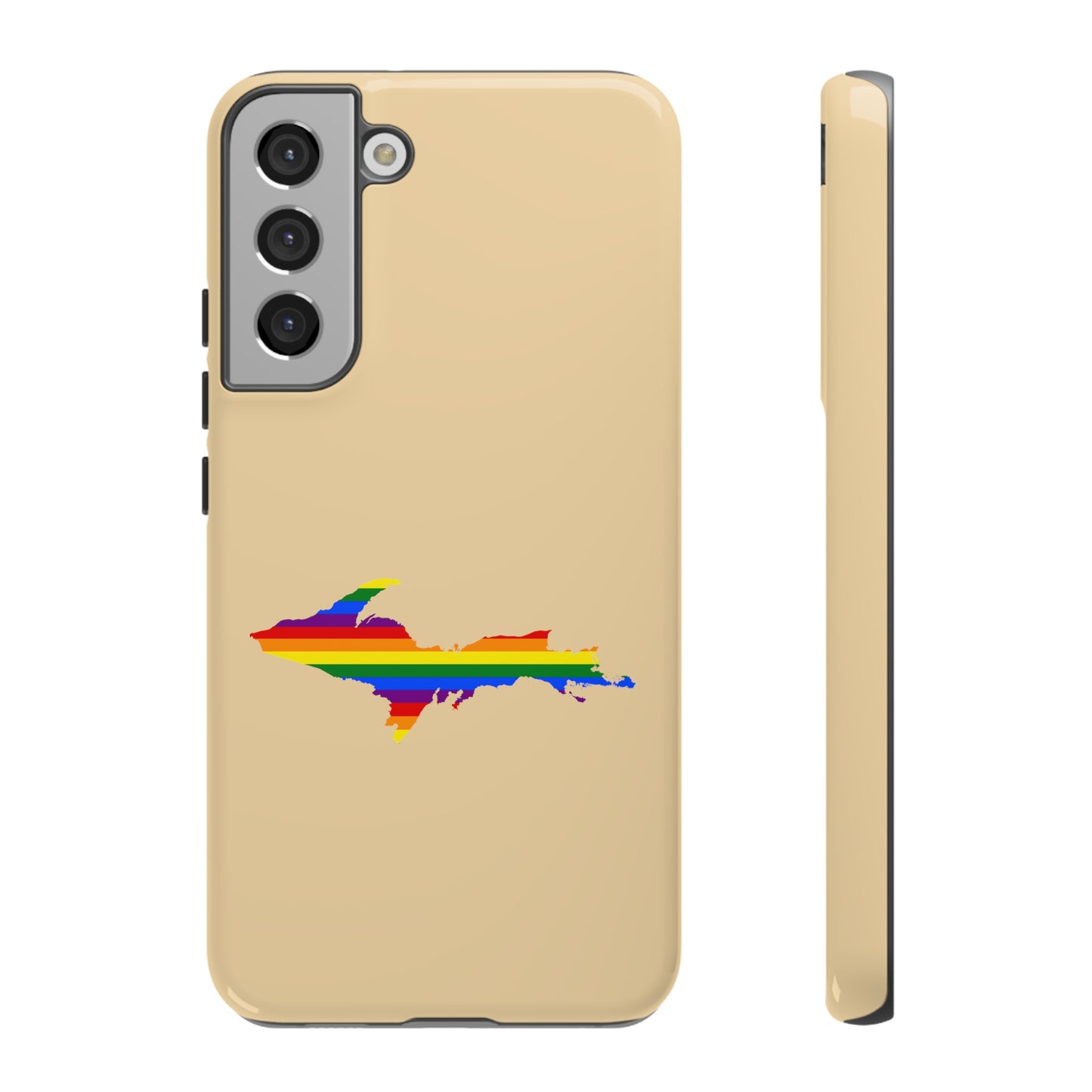 Michigan Upper Peninsula Tough Phone Case (Maple Color w/ UP Pride Flag Outline) | Samsung & Pixel Android