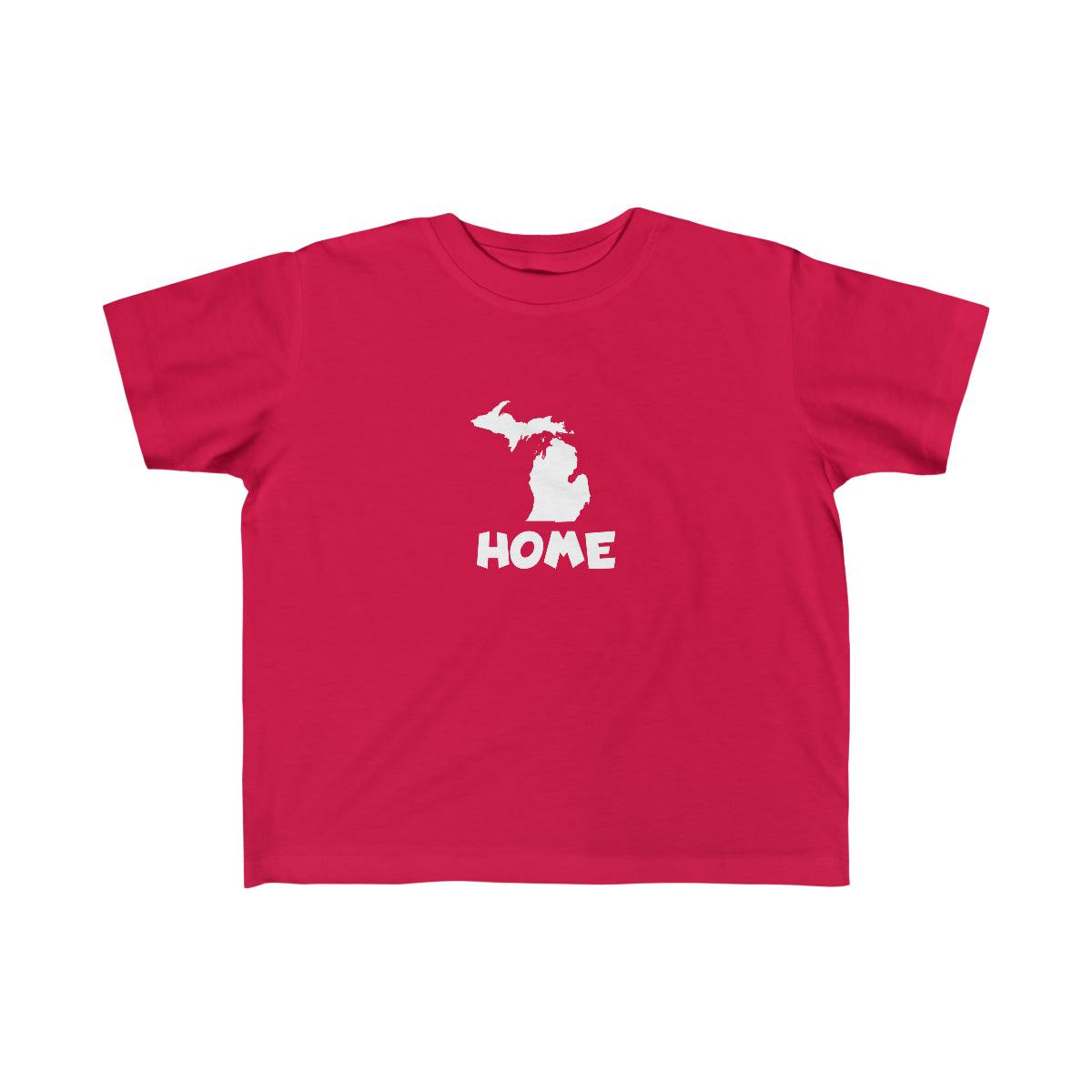 Michigan 'Home' T-Shirt  (Whimsical Sans Font) | Toddler Short Sleeve - Circumspice Michigan