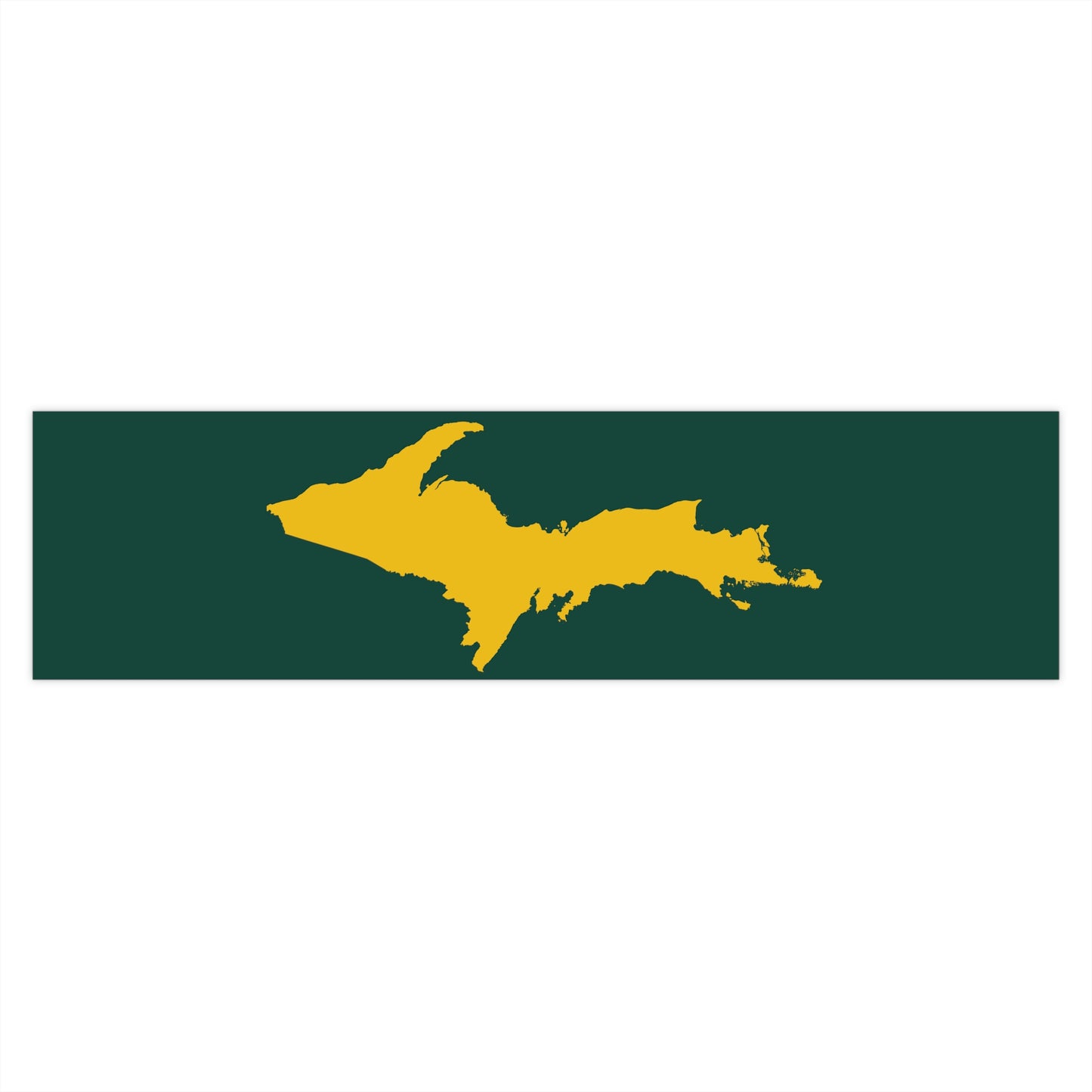 Michigan Upper Peninsula Bumper Sticker (w/ Gold UP Outline) | Green Background