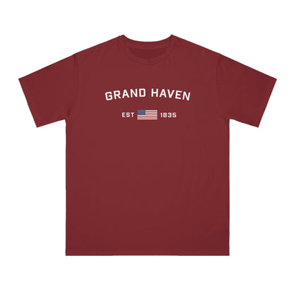 'Grand Haven EST 1835' T-Shirt (w/ USA Flag | Organic Unisex