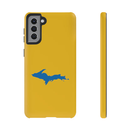 Michigan Upper Peninsula Tough Phone Case (Gold w/ Azure UP Outline) | Samsung & Pixel Android
