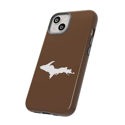 Michigan Upper Peninsula Tough Phone Case (Coffee Color w/ UP Outline) | Apple iPhone