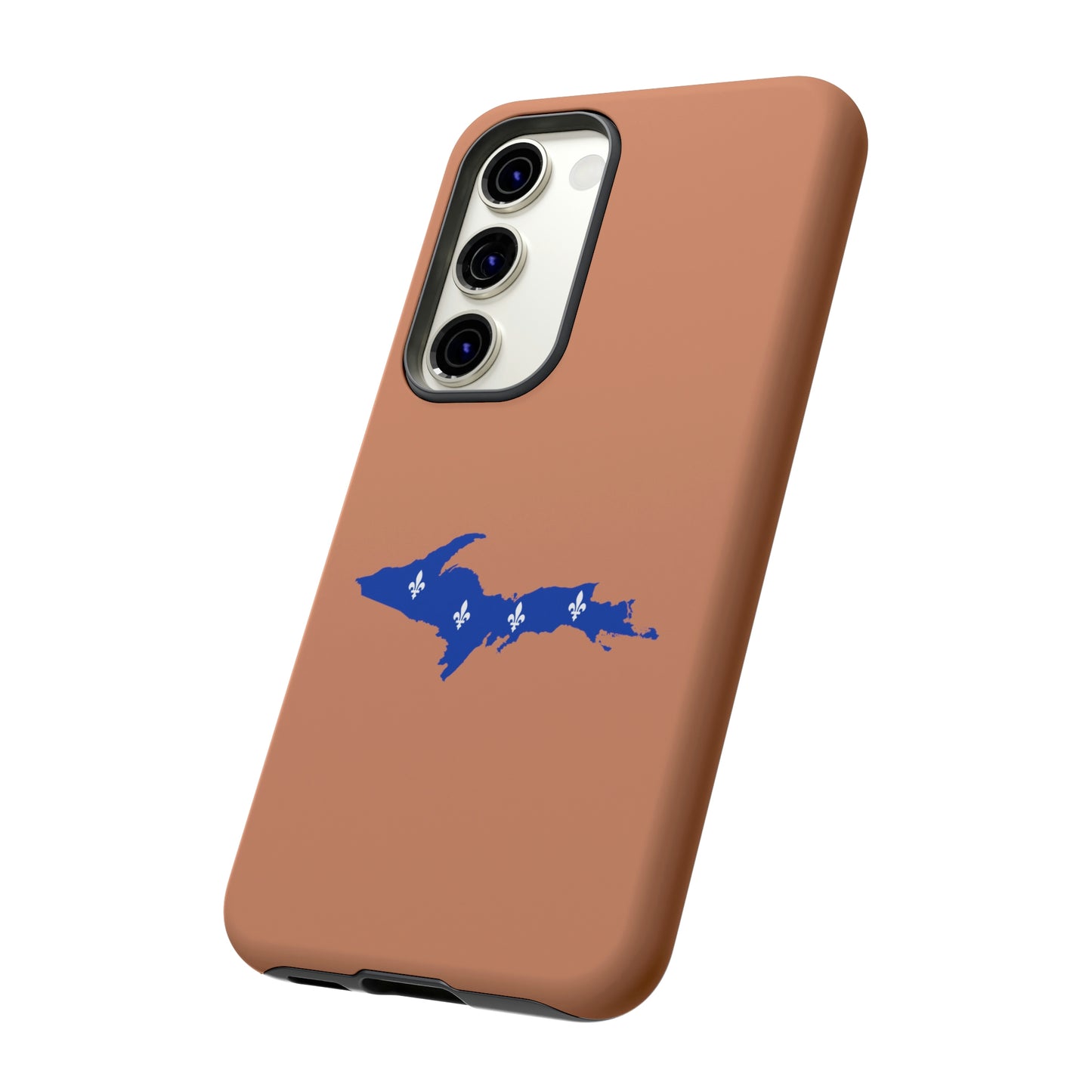 Michigan Upper Peninsula Tough Phone Case (Copper Color w/ UP Quebec Flag Outline) | Samsung & Pixel Android