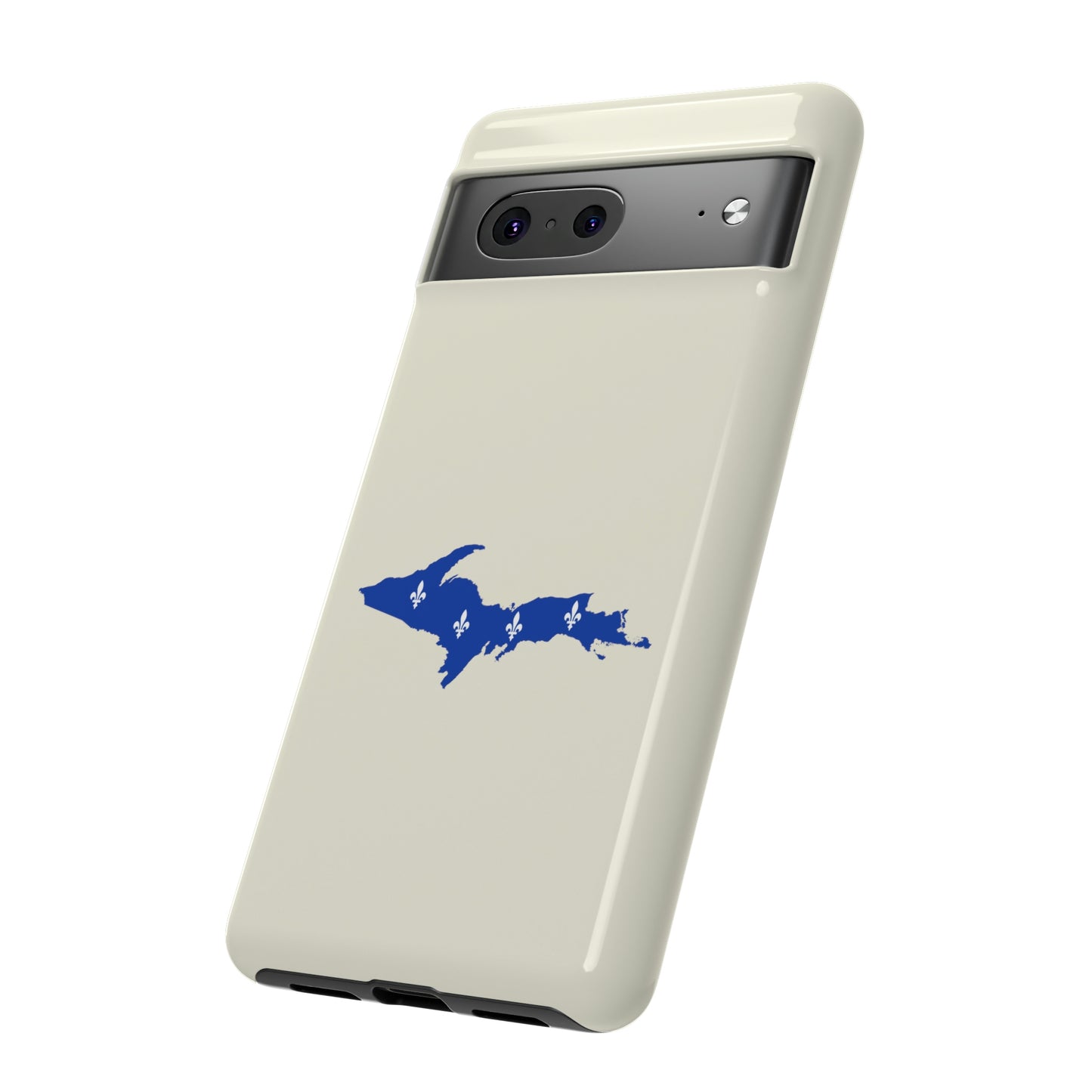 Michigan Upper Peninsula Tough Phone Case (Ivory Color w/ UP Quebec Flag Outline) | Samsung & Pixel Android