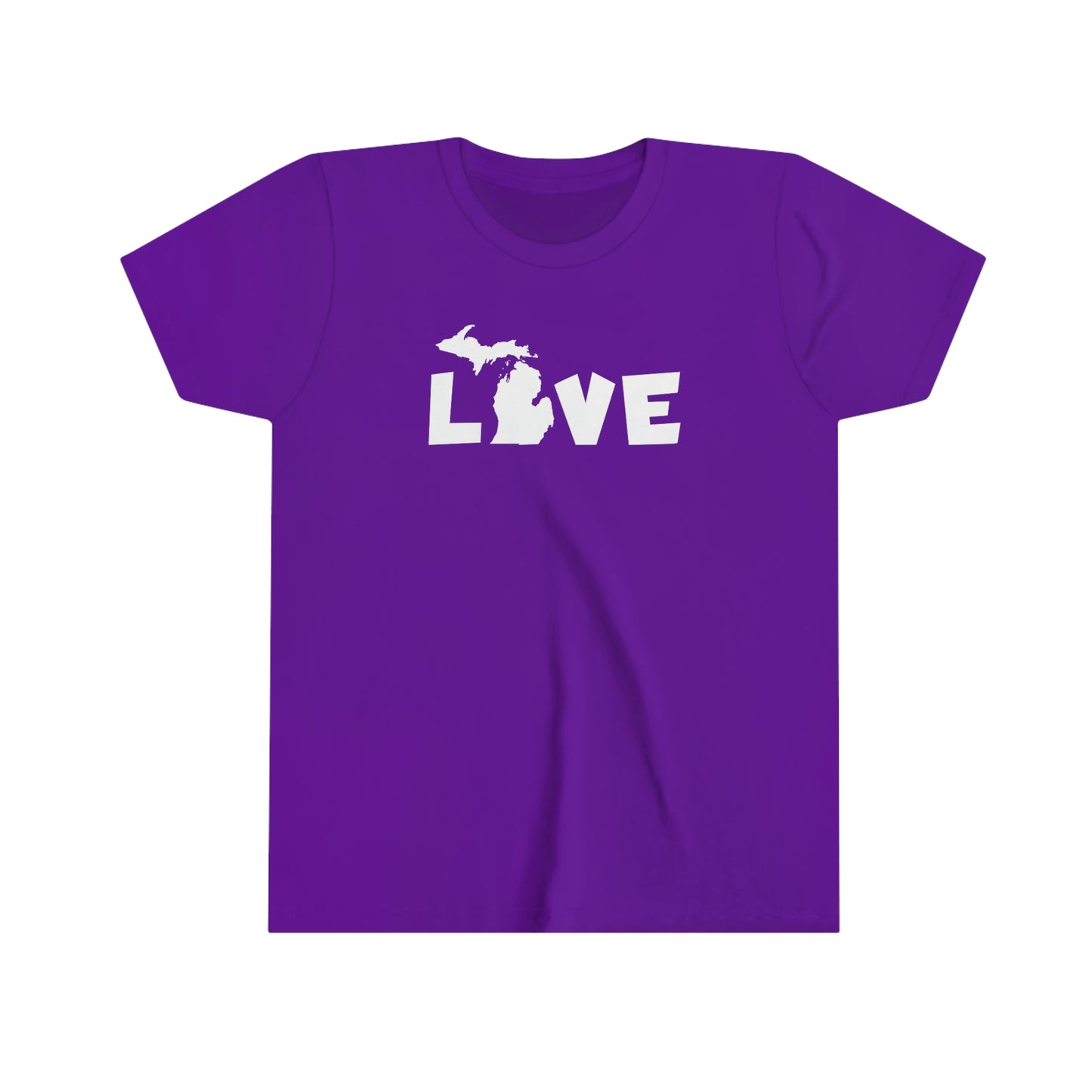 Michigan 'Love' T-Shirt (Whimsical Sans Font) | Youth Short Sleeve