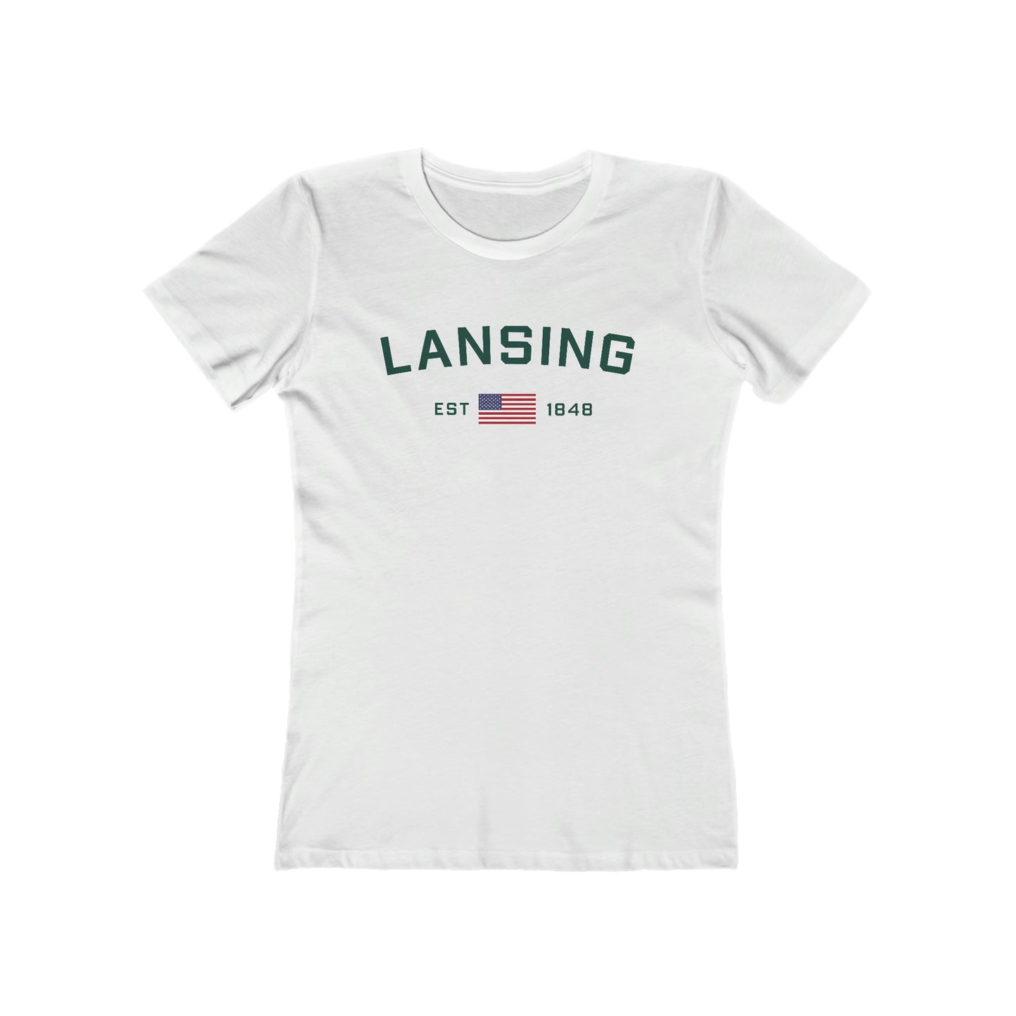 'Lansing EST 1848' (w/USA Flag Outline) | Women's Boyfriend Cut