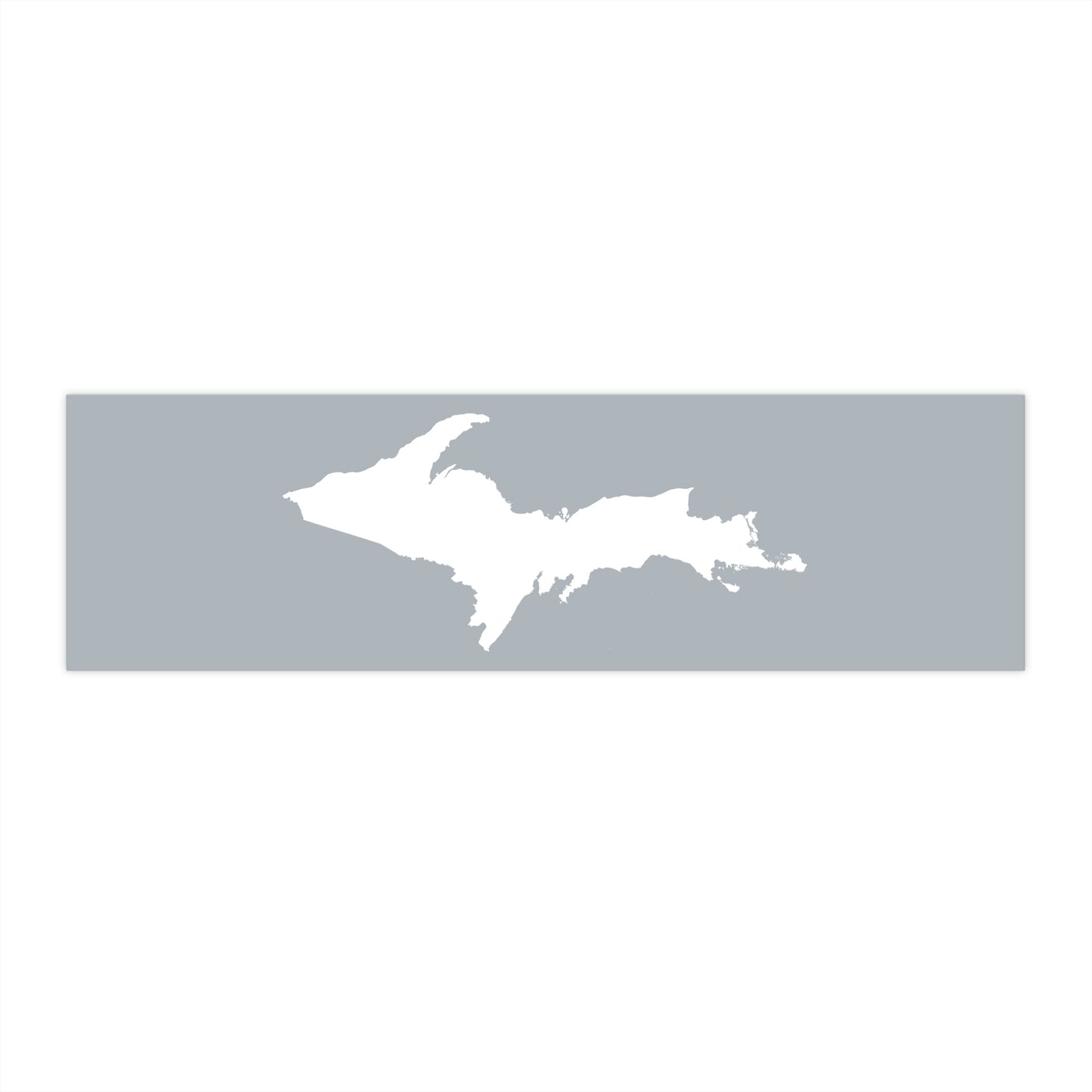 Michigan Upper Peninsula Bumper Sticker (w/ UP Outline) | Silver Background