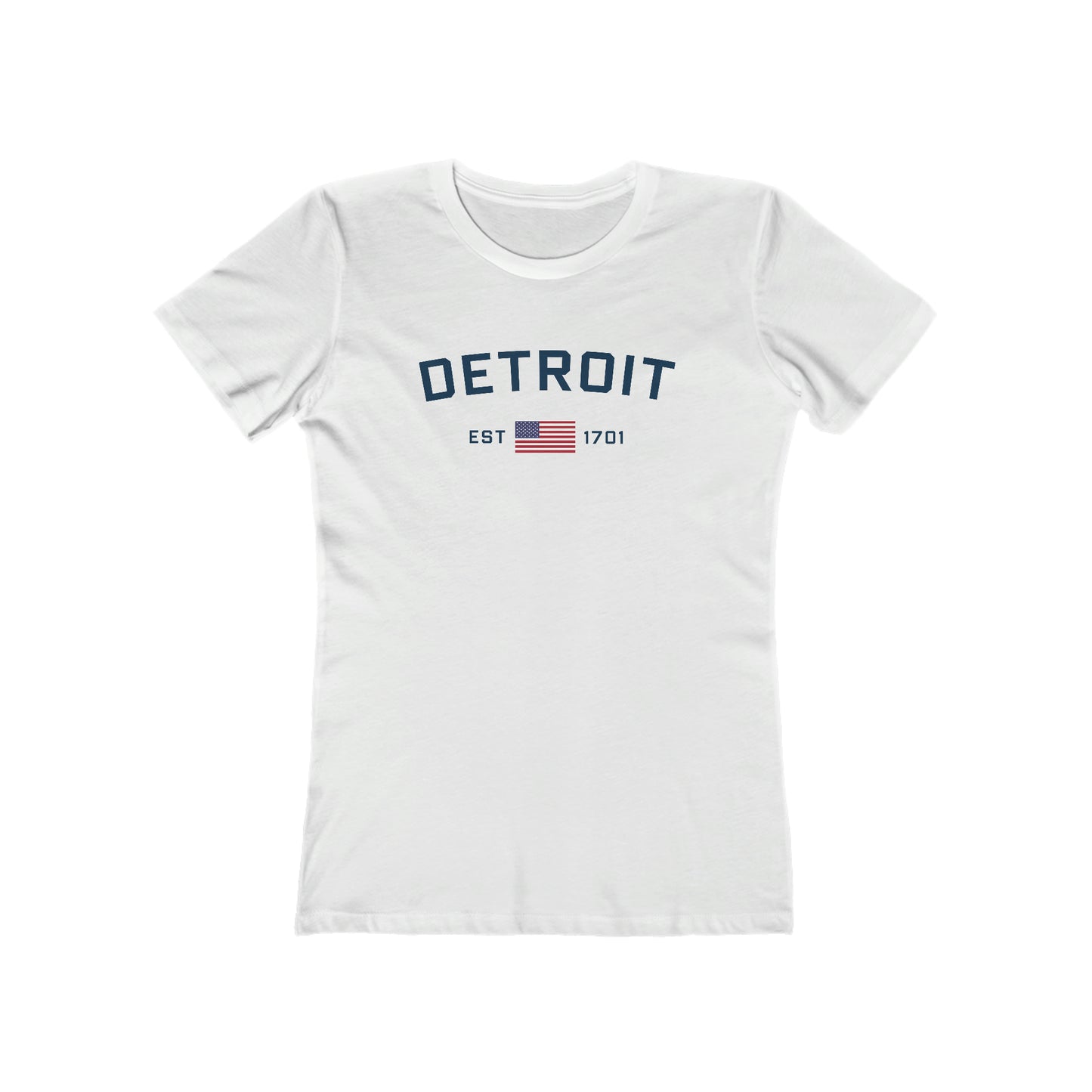 'Detroit EST 1701' T-Shirt (w/USA Flag Outline) | Women's Boyfriend Cut